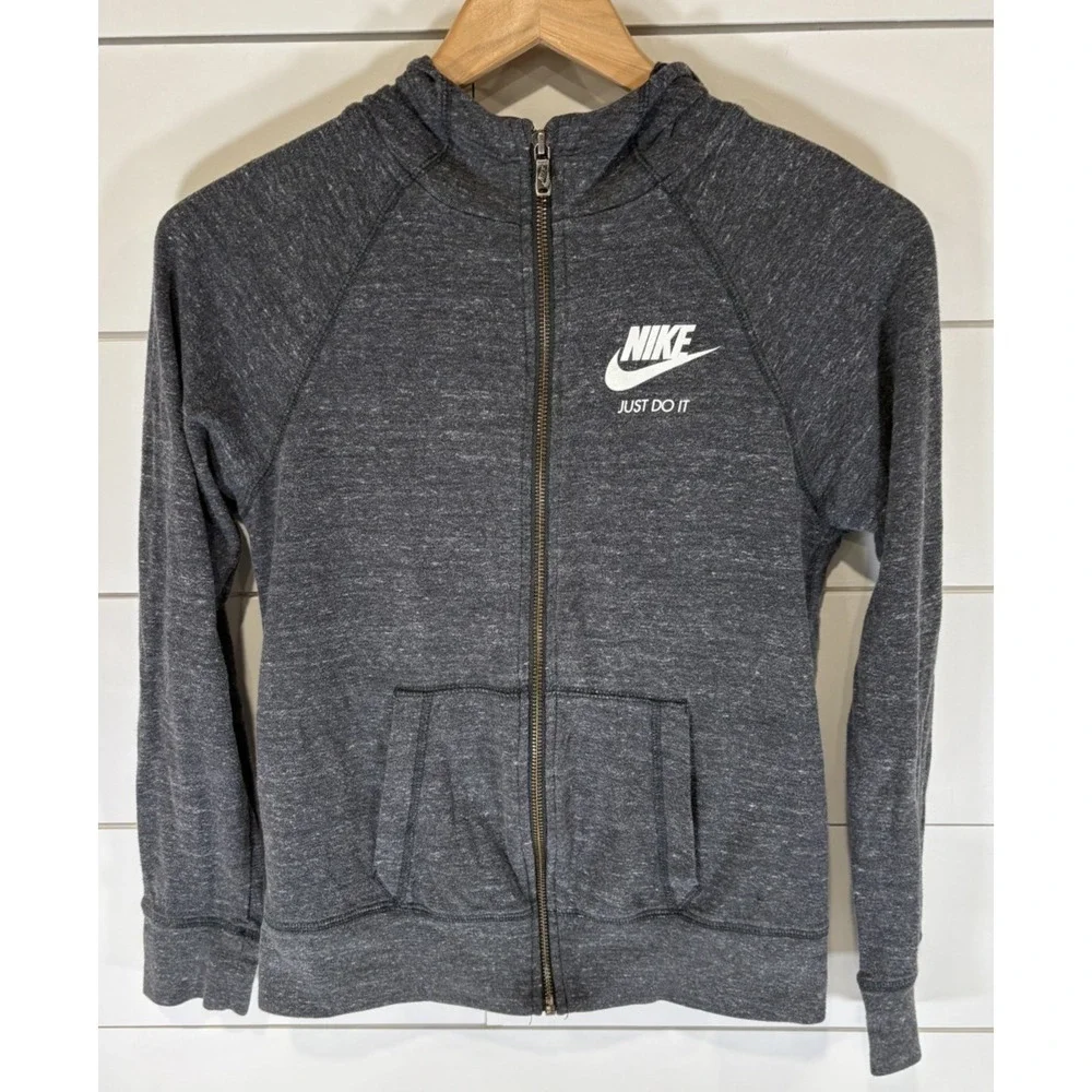 Nike YOUTH Full Zip Cotton Blend Hoodie, Heather Dark Grey, Size XL Extra Large‎